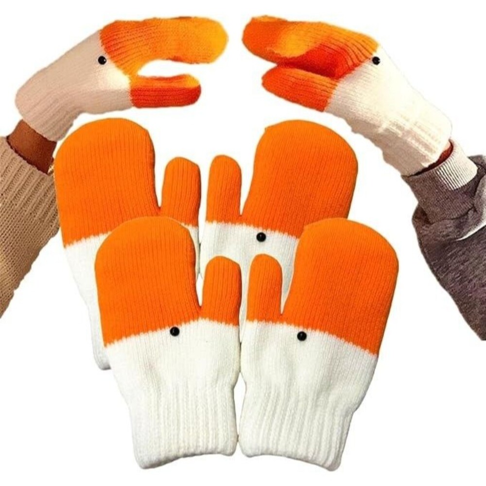 Silly Goose Gloves Winter Funny Novelty Animals Women Cute Knitted gloves 2 pack